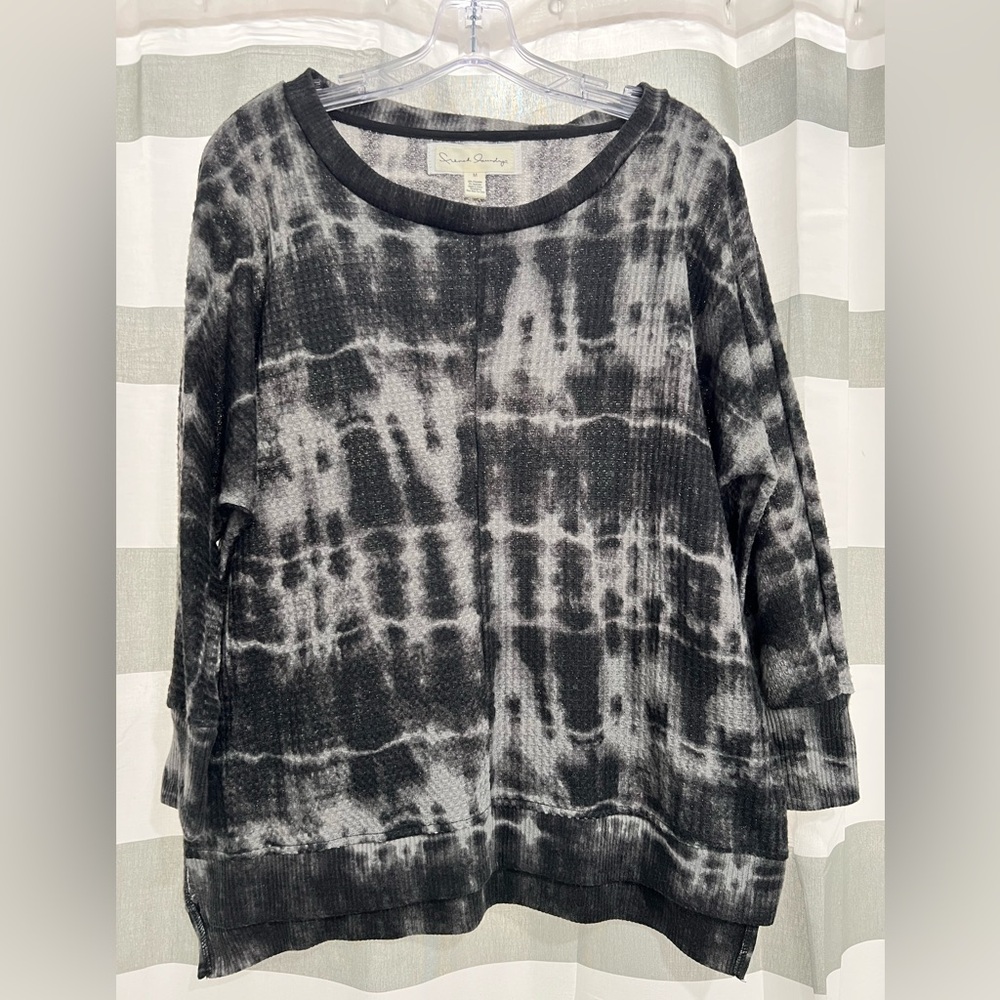 French Laundry Black and Gray Patterned Sweatshirt